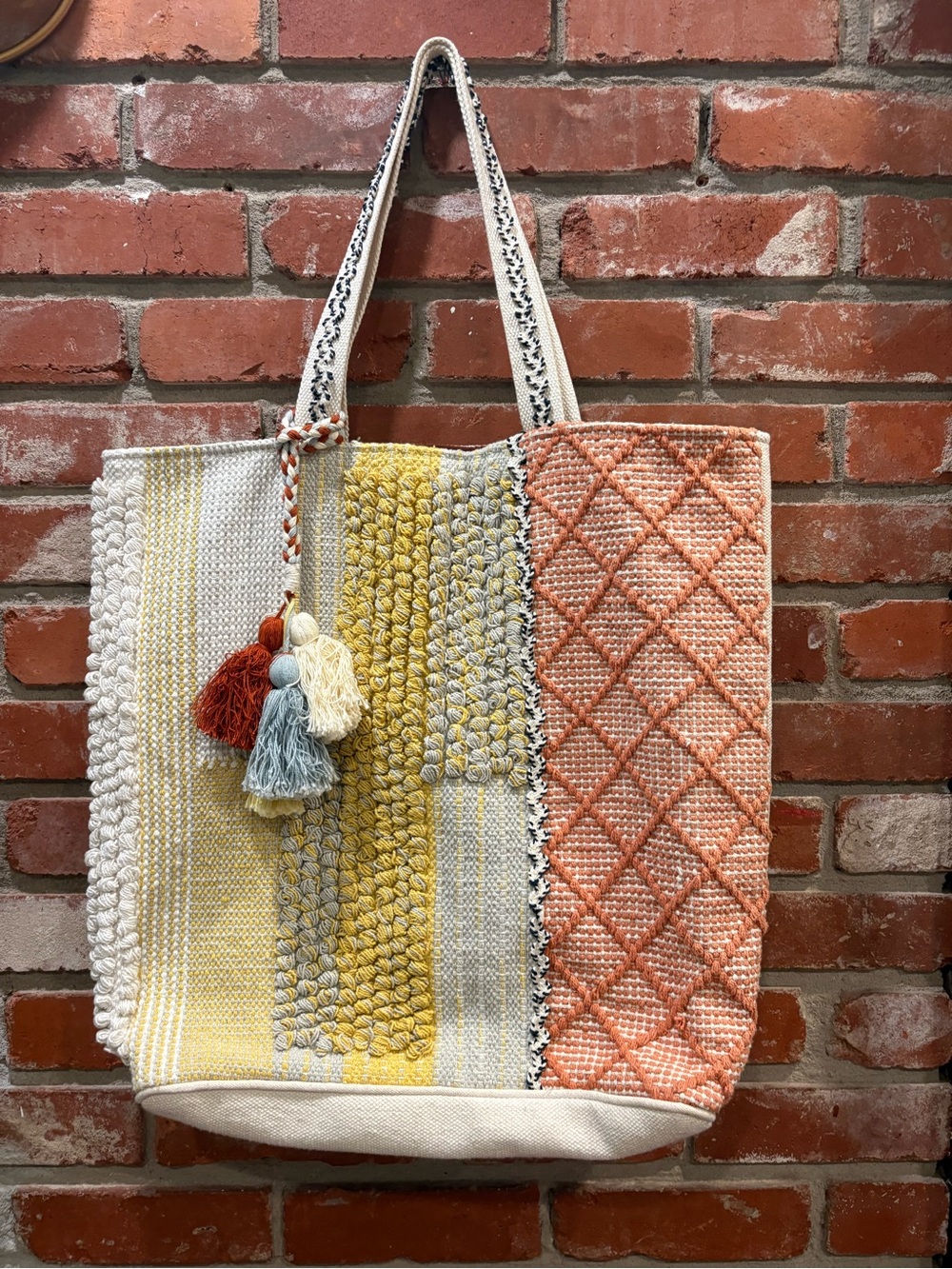 Katydid Boho Woven Textured Tote Bag
